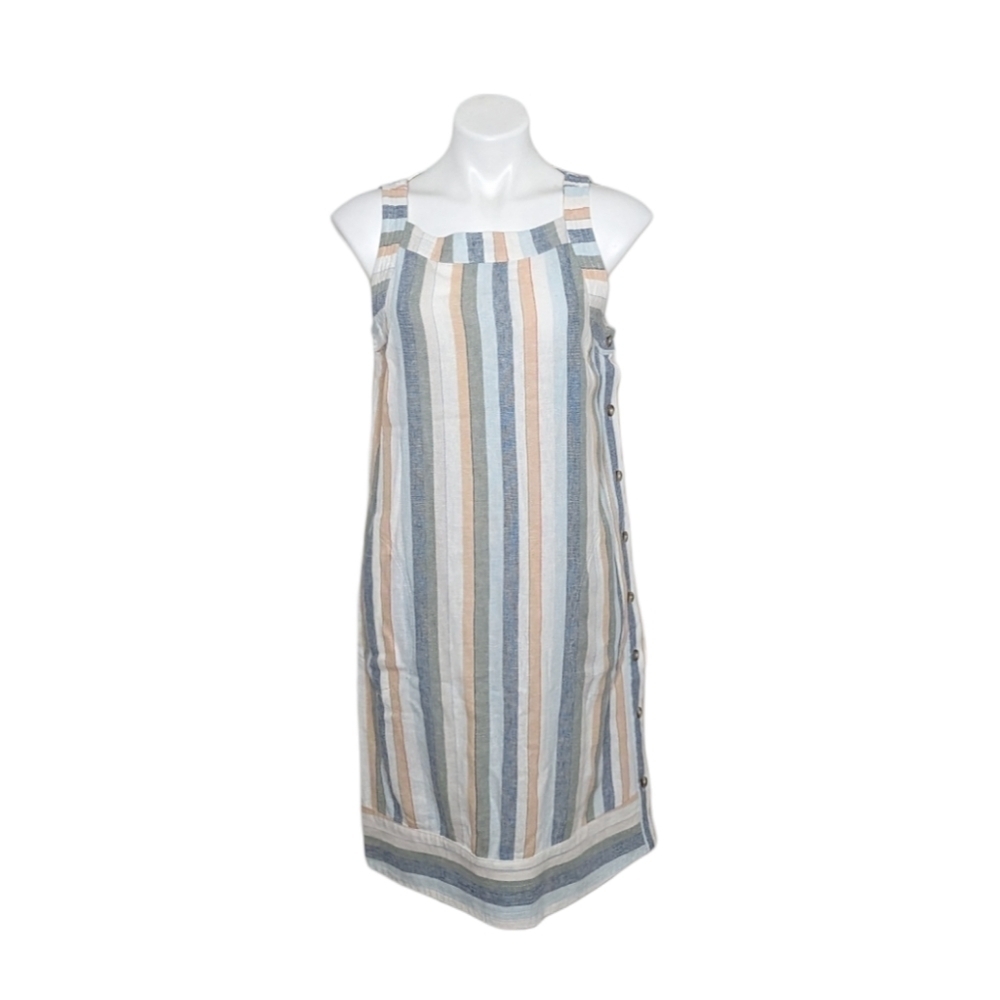 Multi Color Vertical Stripe Lined Sleeveless Dres… - image 2